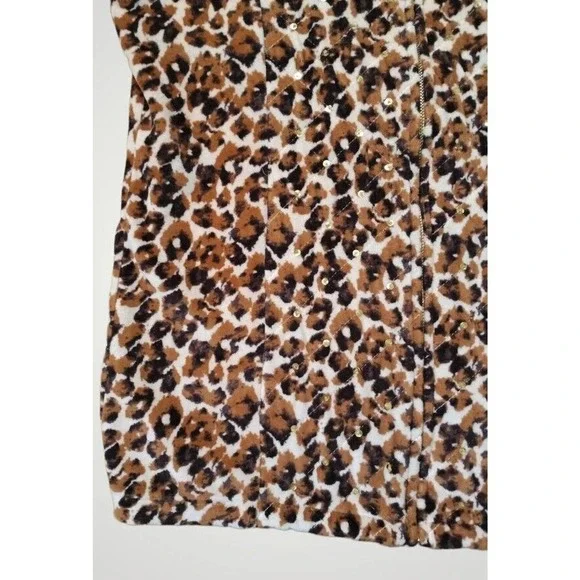 Quacker Factory Leopard Print Sequined Full Zip Vest Size S - Picture 2 of 8